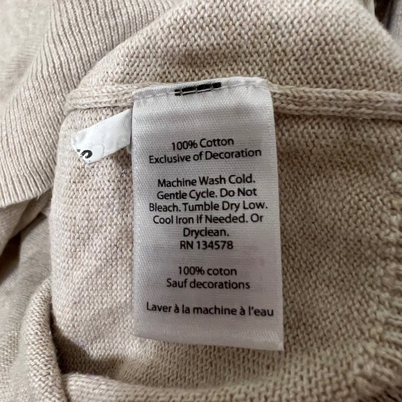 Vineyard Vines Mens Tan Quarter Zip Pullover Sweater Size L Cotton Whale‎ Logo - Picture 4 of 6